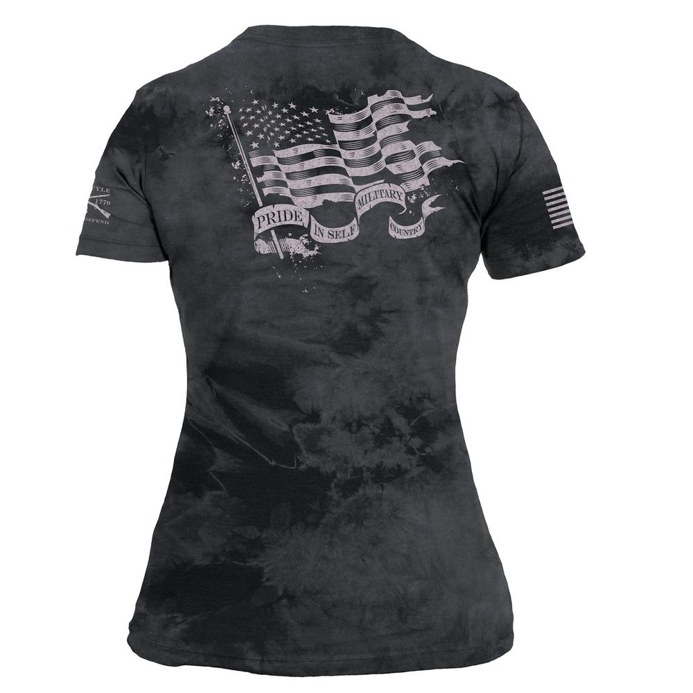 Grunt Style жіноча футболка Flag Salute Slim (Black Wash), L