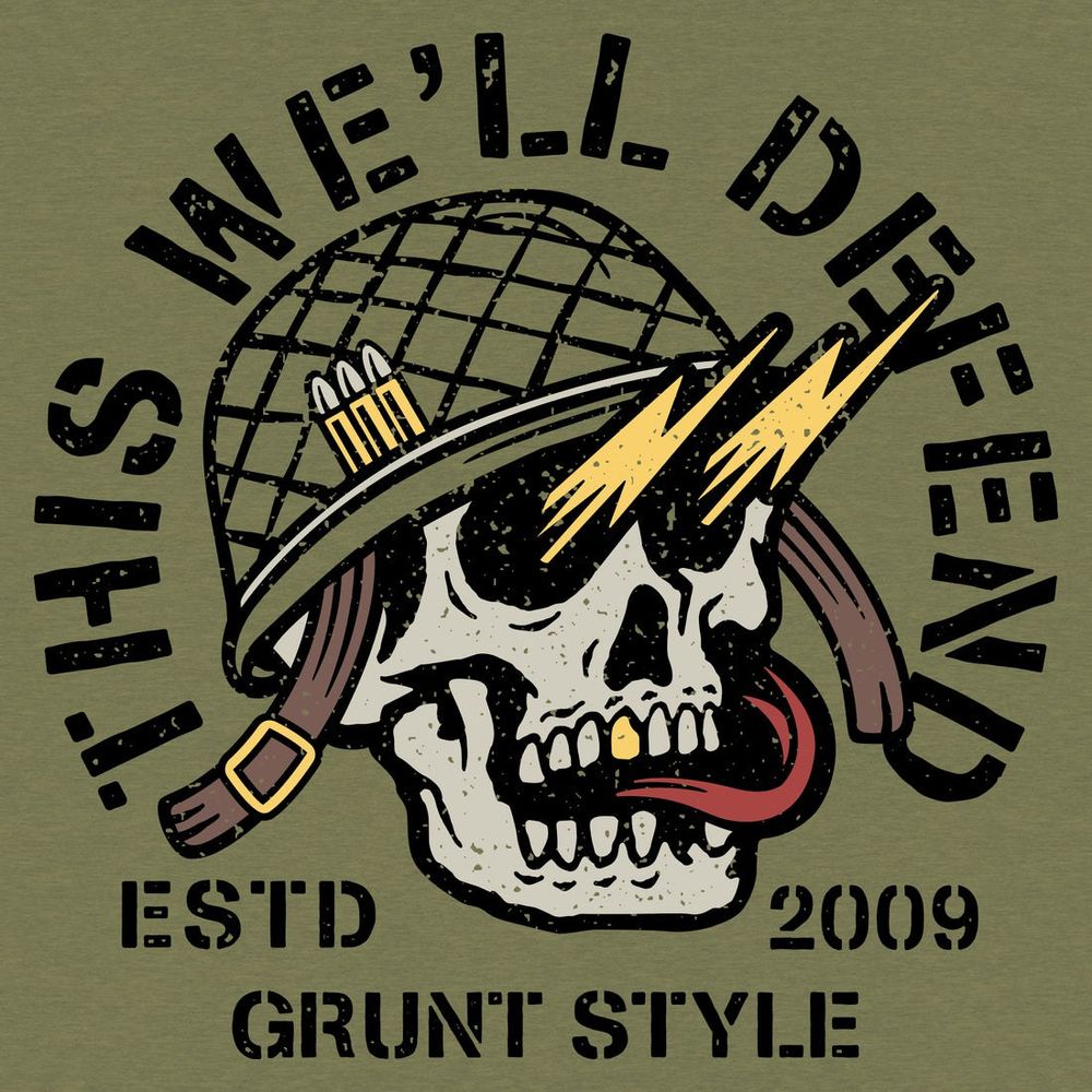 Grunt Style футболка Death Skull (Military Green), S