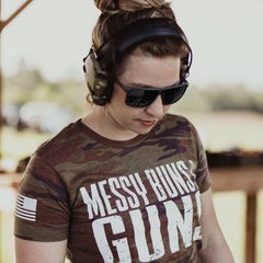 Grunt Style жіноча футболка Messy Buns & Guns (Woodland Camo), M