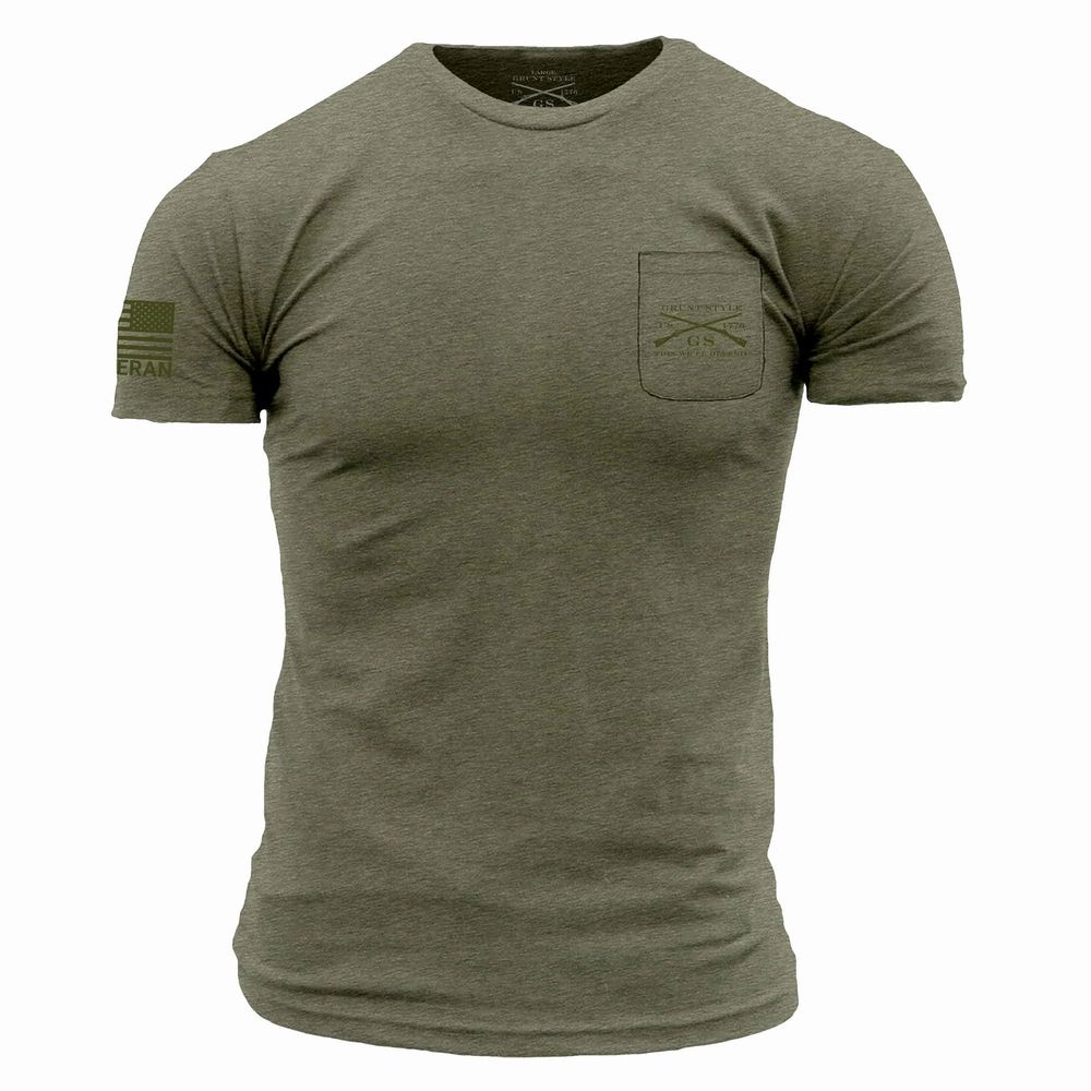 Grunt Style футболка Veteran Flag Pocket (Light Olive), S